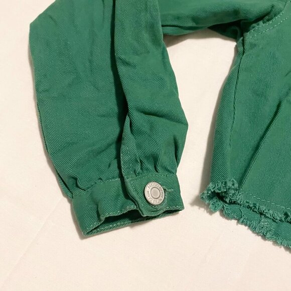 Bluenotes Crop Denim Jean Jacket Green Womens Size XS - Picture 7 of 16